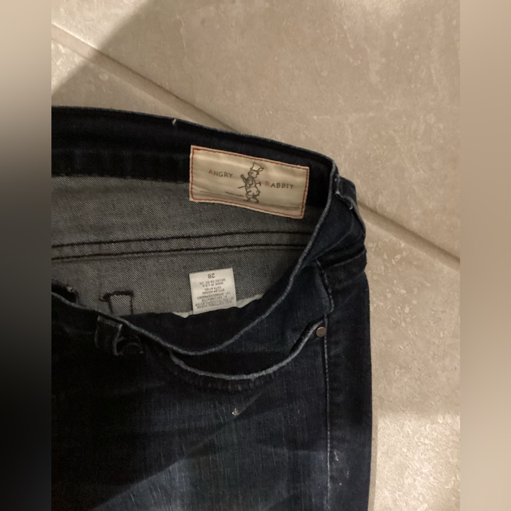 Angry Rabbit Dark Blue Distressed Ankle Jeans - Picture 2 of 4